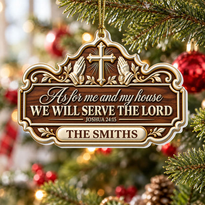 Faithful Home Blessing, Gift For Christian Family | Personalized 3D Relief White Acrylic Ornament
