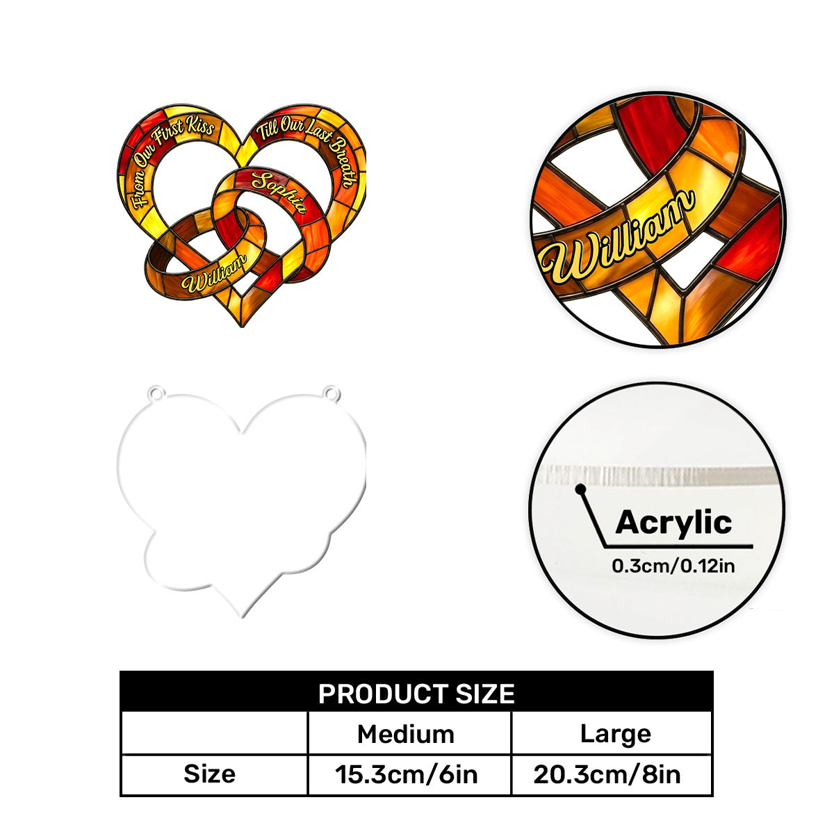 Interlocking Rings Heart, Love of Connection | Personalized Acrylic Suncatcher