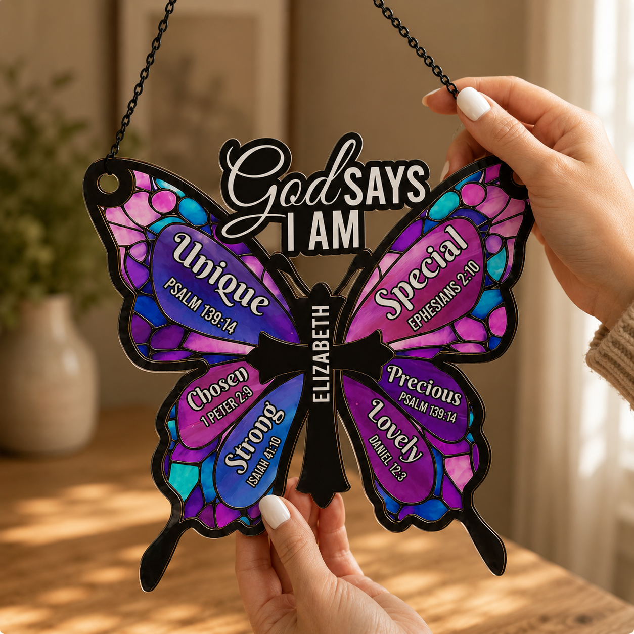 God Says I Am, Gift of Affirmation | Personalized Acrylic Suncatcher
