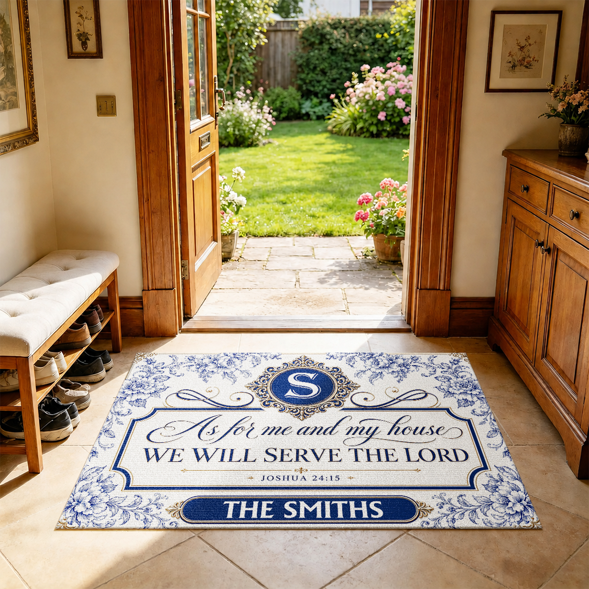 As For Me And My House We Will Serve The Lord, Gift For Family | Personalized Doormat
