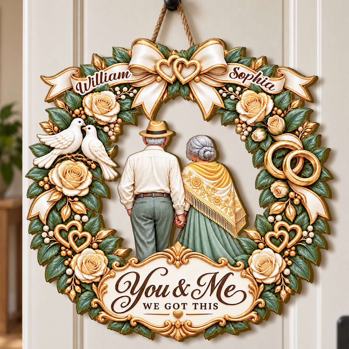 You And Me We Got This, Gift For Wife From Husband | Personalized Wooden Door Sign