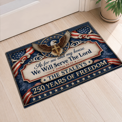 As For Me And My House We Will Serve The Lord, Gift of Love | Personalized Doormat