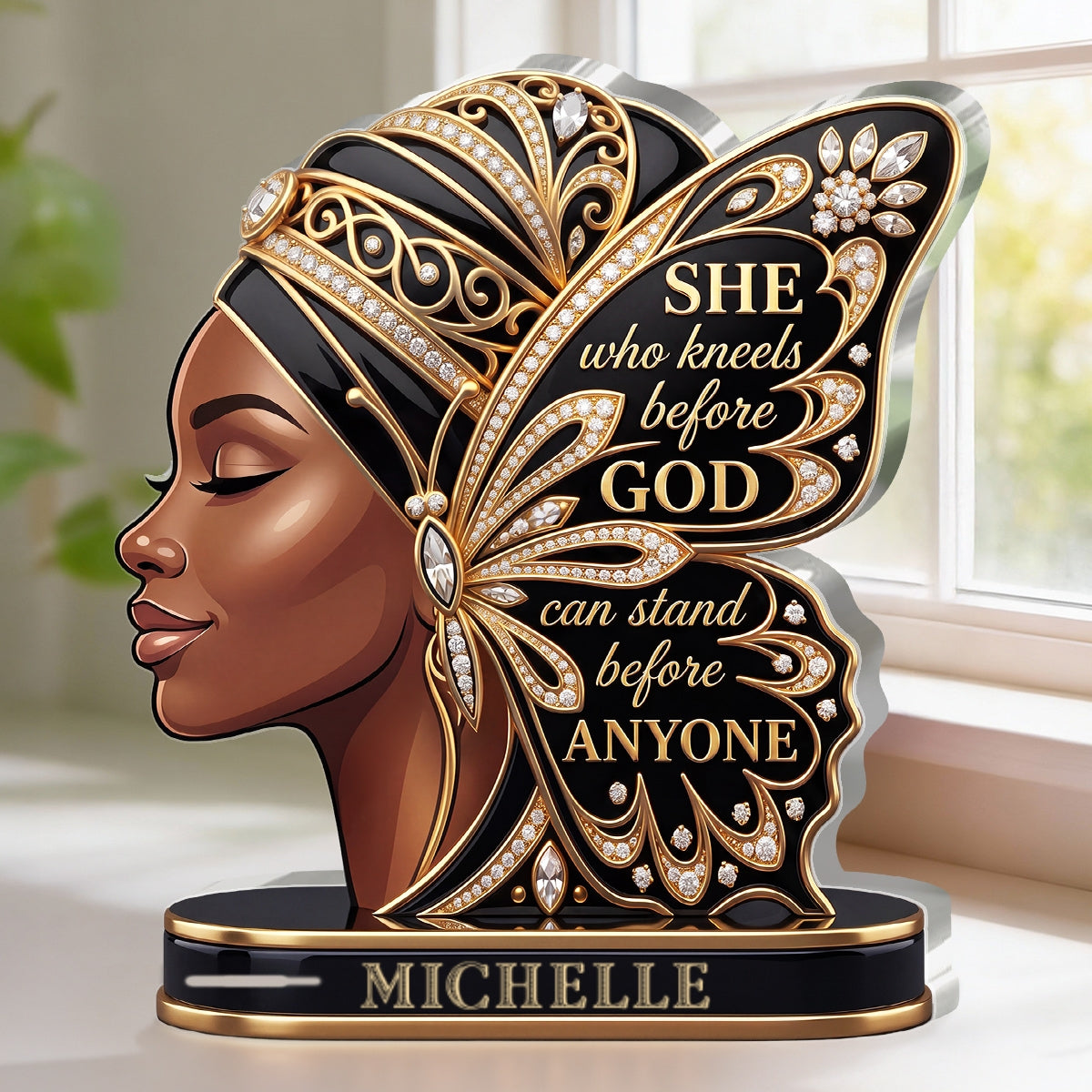 She Who Kneels Before God Butterfly | Personalized Custom Shaped Acrylic Plaque