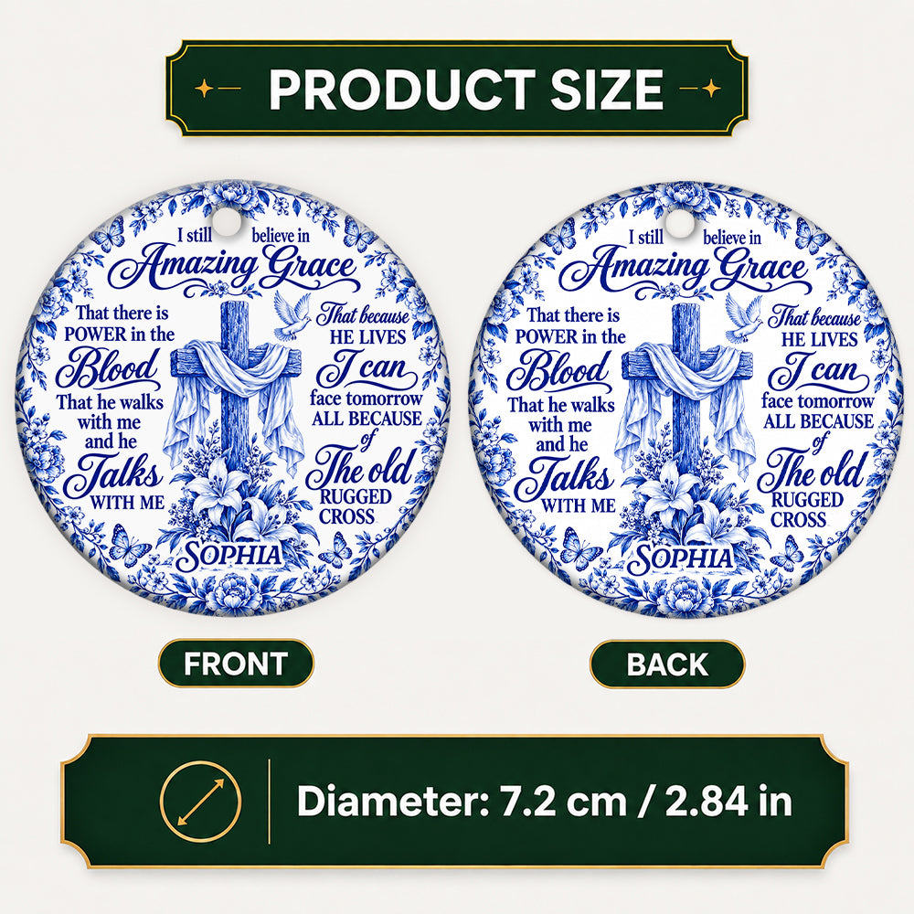 Amazing Grace, Gift For Her | Personalized Round Shaped Ceramic Ornament