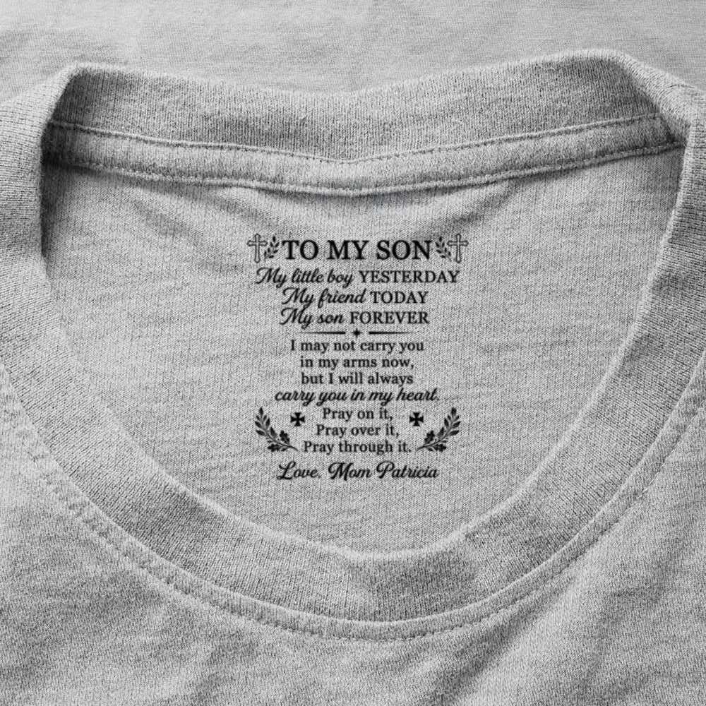 To My Son My Little Boy , Gift For Son | Personalized Shirt With Design Inner Neck