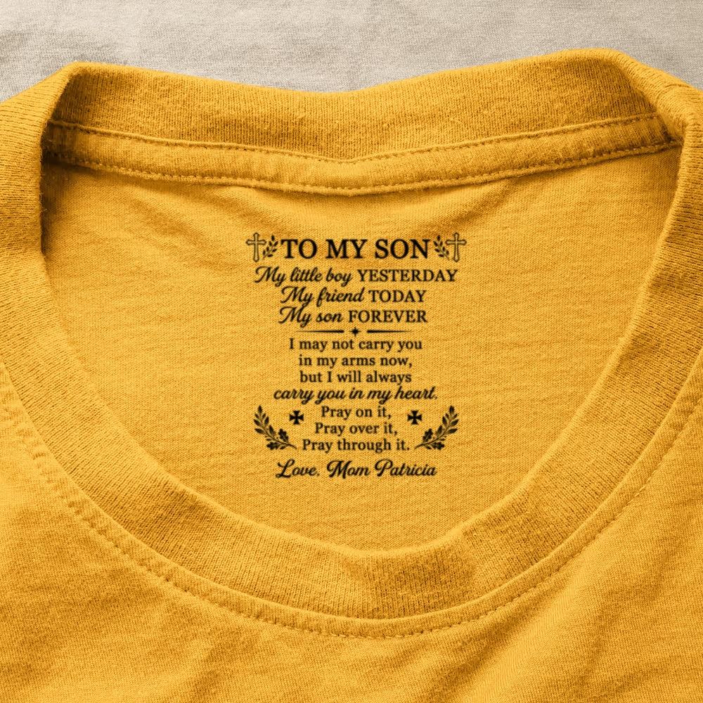 To My Son My Little Boy , Gift For Son | Personalized Shirt With Design Inner Neck