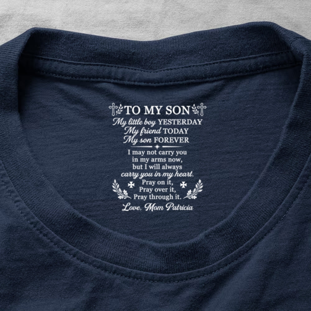 To My Son My Little Boy , Gift For Son | Personalized Shirt With Design Inner Neck
