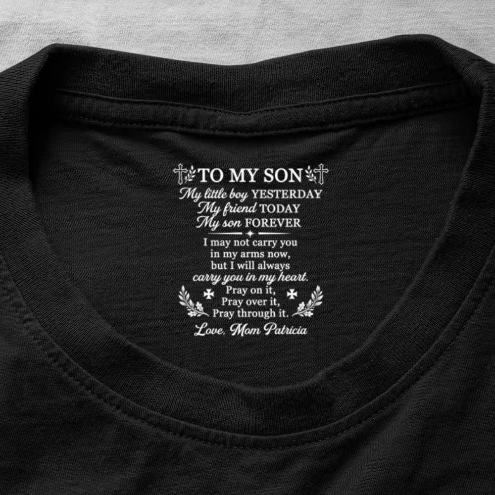 To My Son My Little Boy , Gift For Son | Personalized Shirt With Design Inner Neck