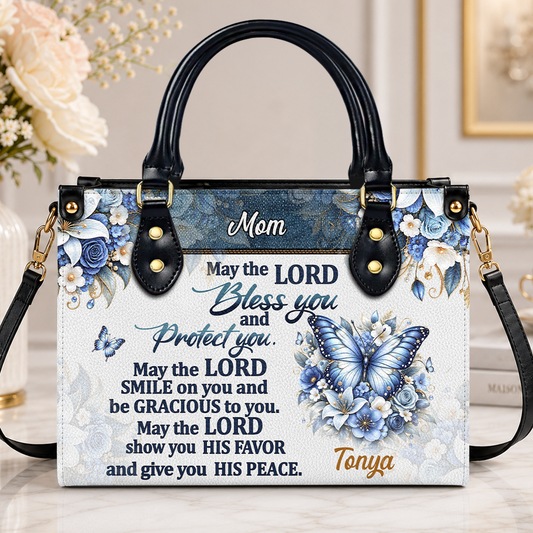 May The Lord Bless You, Gift For Mom| Personalized Leather Handbag