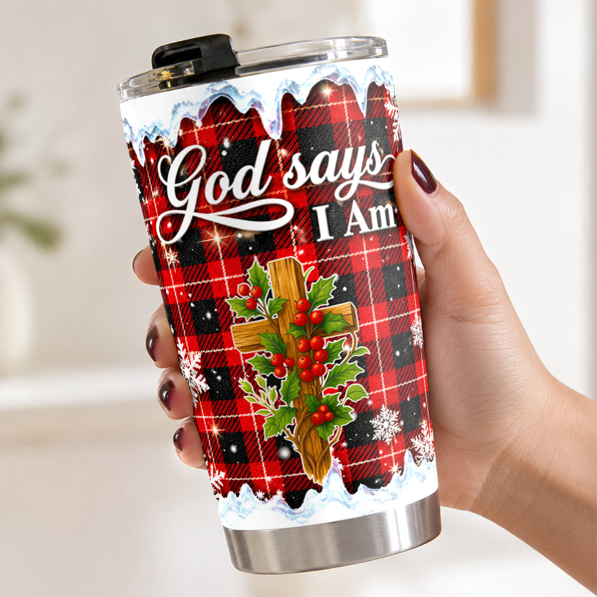 God Says I Am, Gift For Women | Personalized Stainless Steel Tumbler