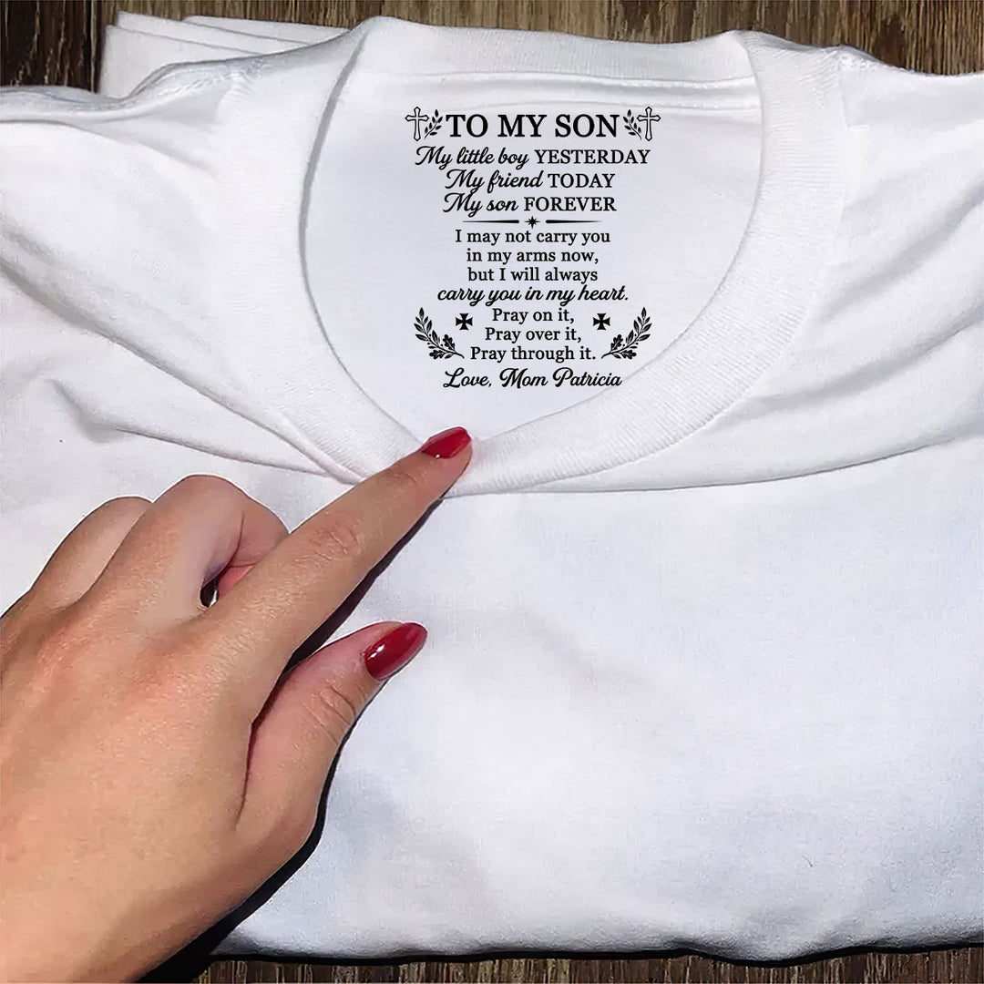 To My Son My Little Boy , Gift For Son | Personalized Shirt With Design Inner Neck