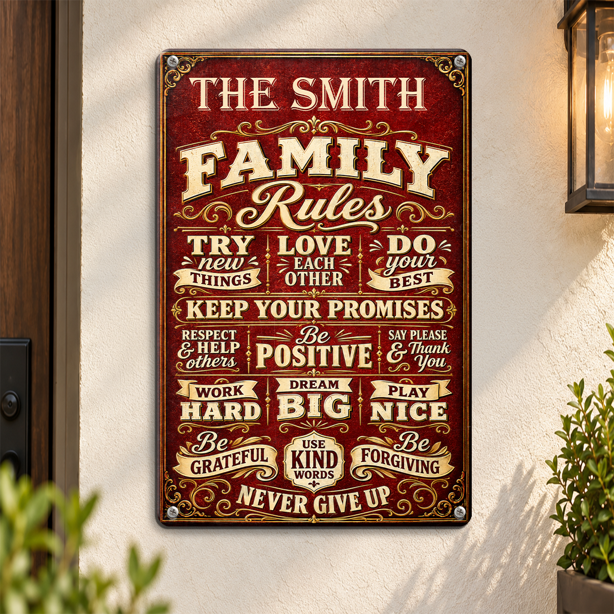 Family Rules, Gift For Family | Personalized Metal Sign