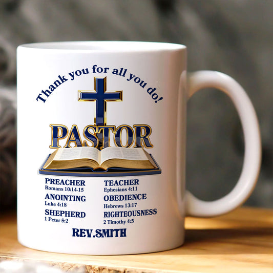 Guided By The Cross, Gift For Pastor | Personalized Ceramic Coffee Mug