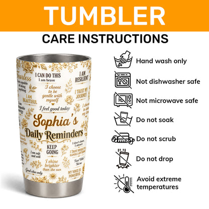 My Daily Affirmations, Gift For Her | Personalized Stainless Steel Tumbler