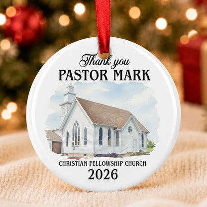 Thank You Pastor, Gift For Pastor | Personalized Round Shaped Ceramic Ornament