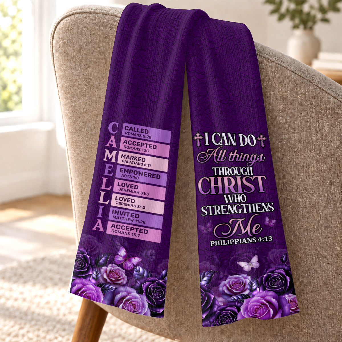 I Can Do All Things Through Christ Who Strengthens Me, Gift For Women | Personalized Scarf