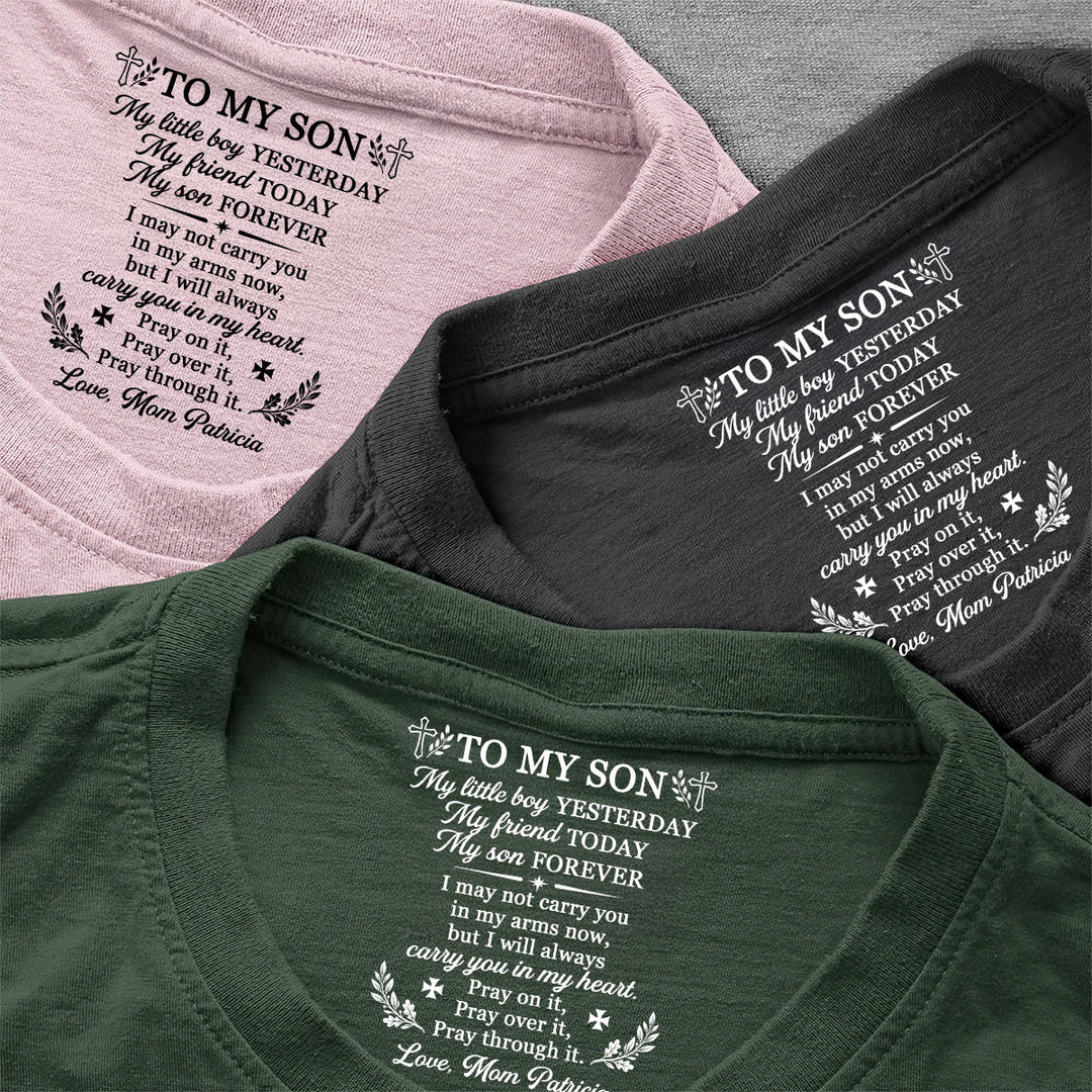 To My Son My Little Boy , Gift For Son | Personalized Shirt With Design Inner Neck