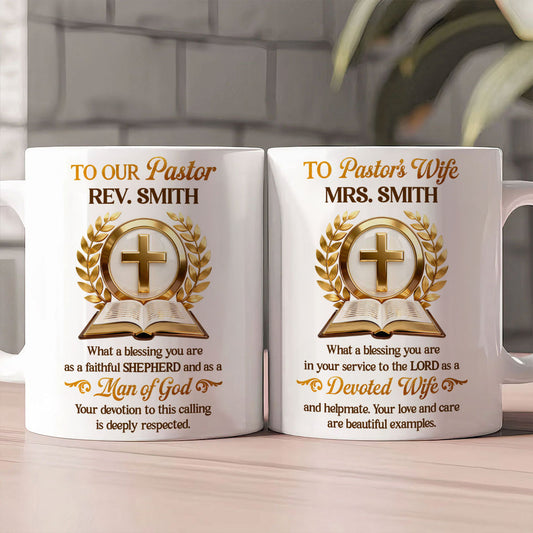 Blessings To Our Pastor And Wife, Gift For Pastor And Wife | Personalized Ceramic Coffee Mug