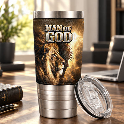 Man Of God, Gift For Him | Personalized 20oz Leather Wrapped Tumbler