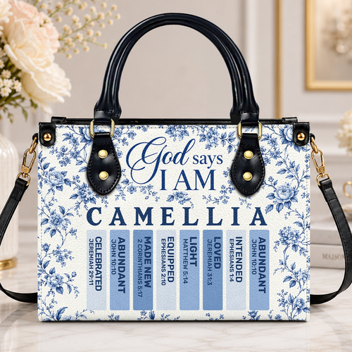 God Says I Am, Gift For Women | Personalized Leather Handbag