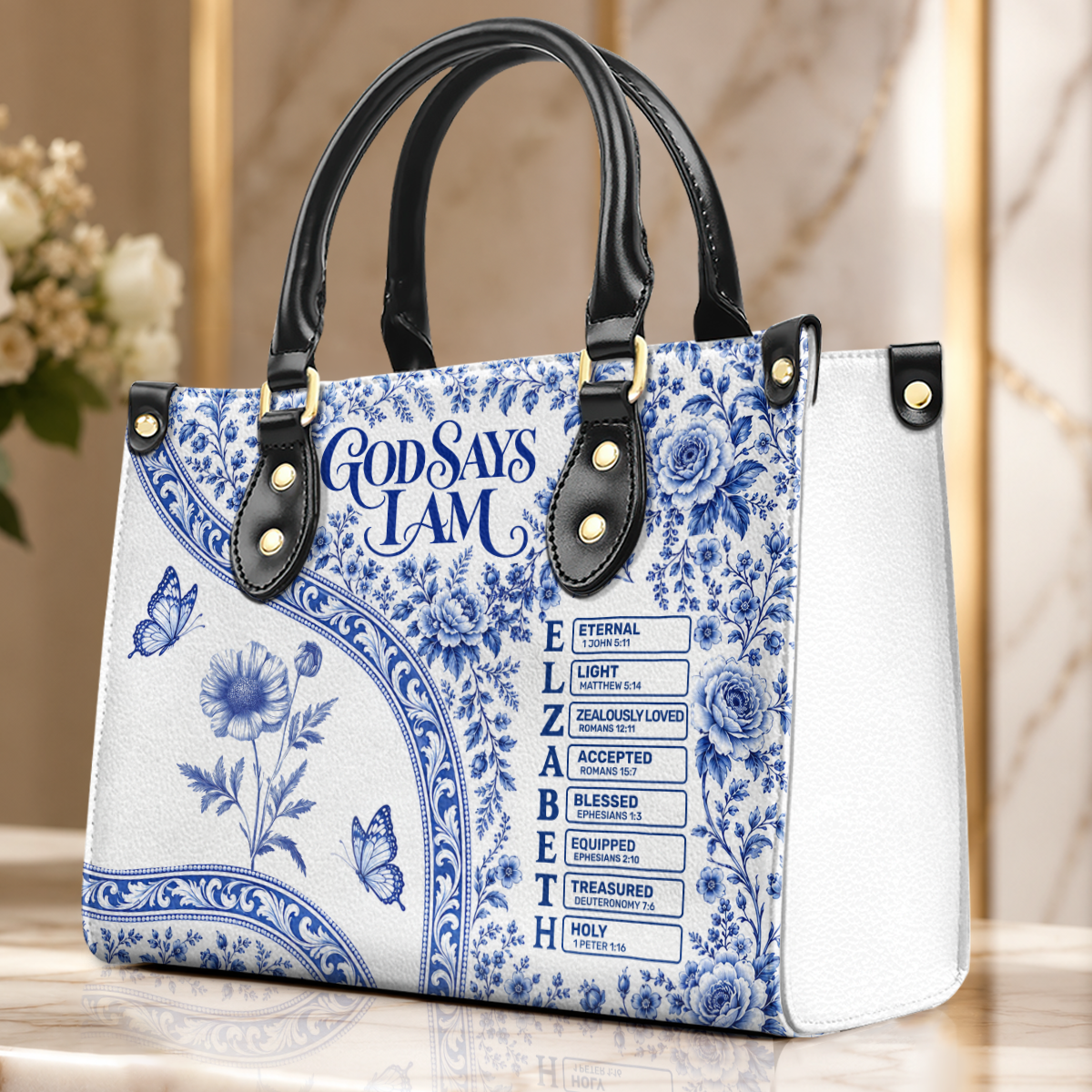 God Says I Am, Gift For Women | Personalized Leather Handbag