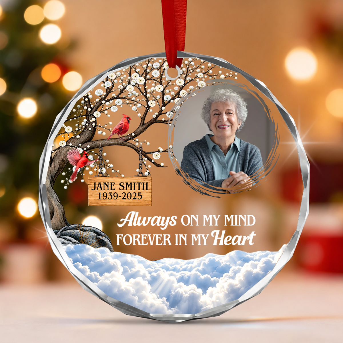 Forever In My Heart, Gift For Loved One - Personalized Heart Shaped Glass Ornament
