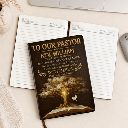 Blessed To Have You, Gift For Pastor | Personalized Leather Cover Notebook