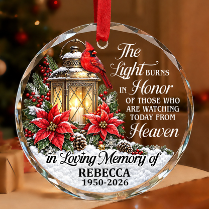In Loving Memory, Gift For Family | Personalized 1-Side Round Glass Ornament