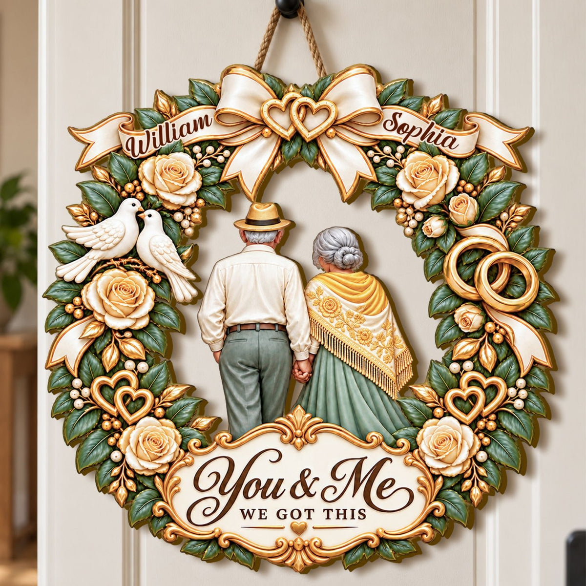 You And Me We Got This, Gift For Wife From Husband | Personalized Wooden Door Sign