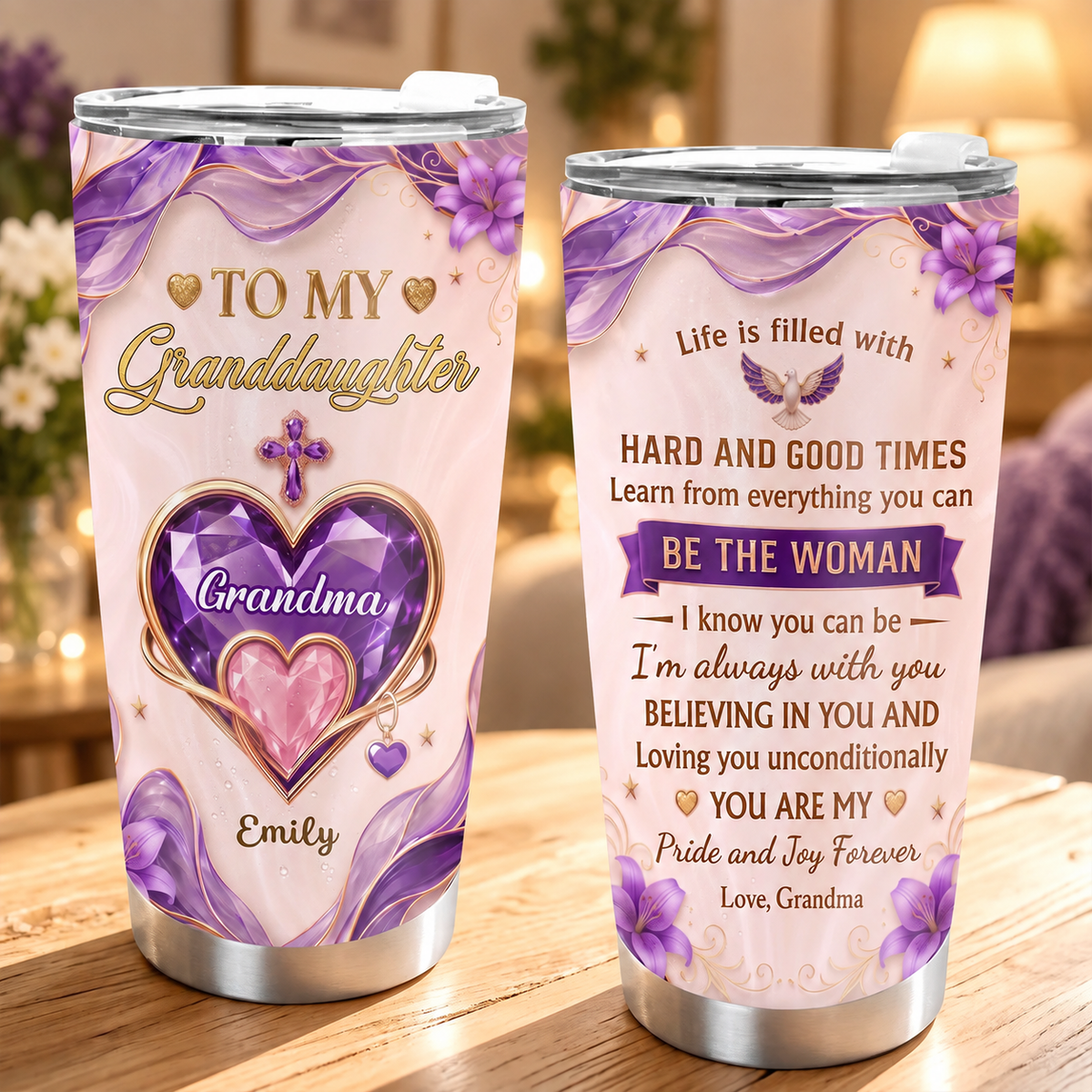 Life Is Filled With Hard And Good Times, Gift For Granddaughter | Personalized Stainless Steel Tumbler