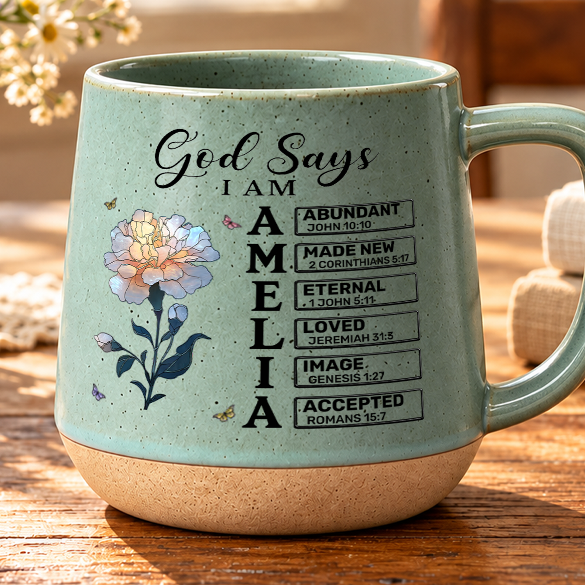 God Says I Am, Gift For Loved One | Personaliezd 12OZ Conical Coffee Mug