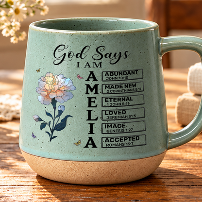 God Says I Am, Gift For Loved One | Personaliezd 12OZ Conical Coffee Mug