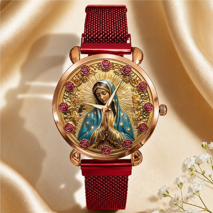 Twelve Roses Of Divine Grace, Gift For Wife - Personalized Women's Wrist Watch