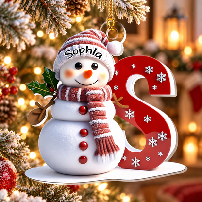 Snowman Merry Christmas, Chrismas Gift For Family - Personalized 1-Layer Acrylic Ornament
