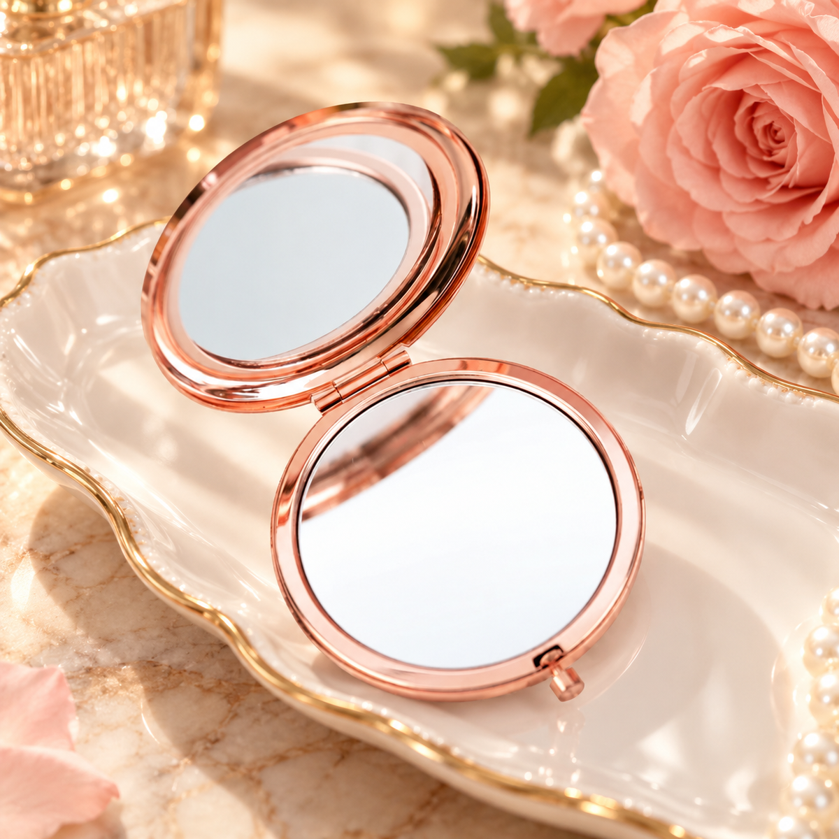 To My Granddaughter And Daughter, Gift For Granddaughter | Personalized Circle Metallic Mirror