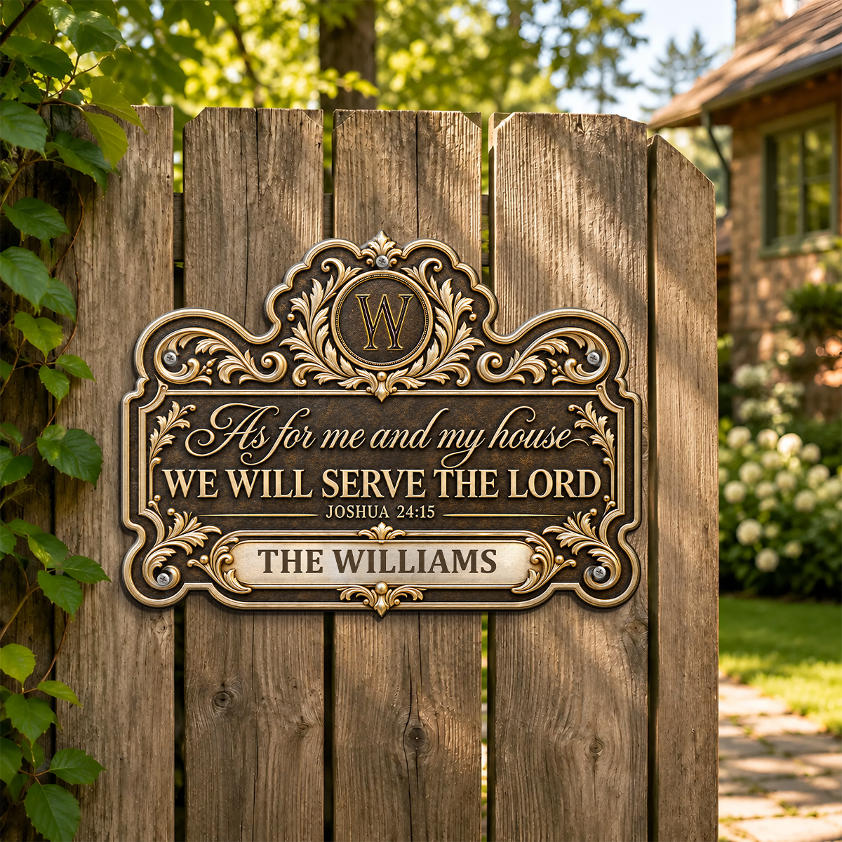 We'll Serve The Lord, Gift For Family | Custom Shaped Metal Sign