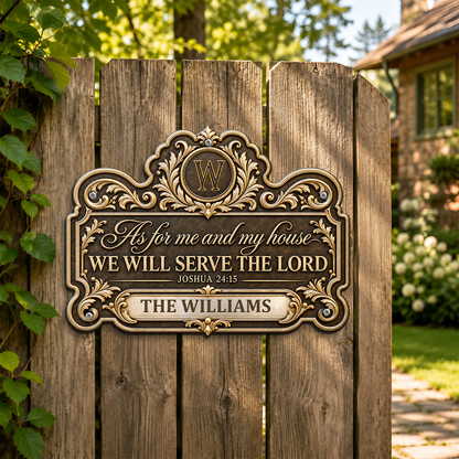 We'll Serve The Lord, Gift For Family | Custom Shaped Metal Sign