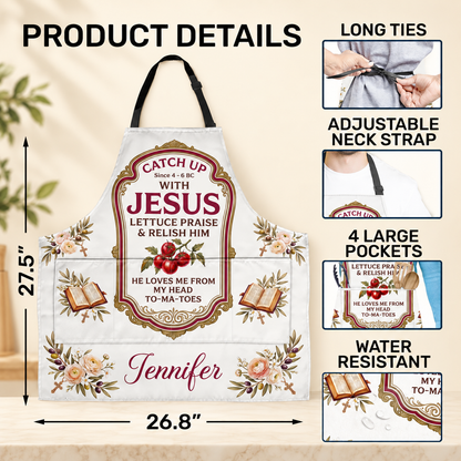 He Loves Me From My Head To My Tomatoes, Gift For Mom | Personalized Apron With Pocket