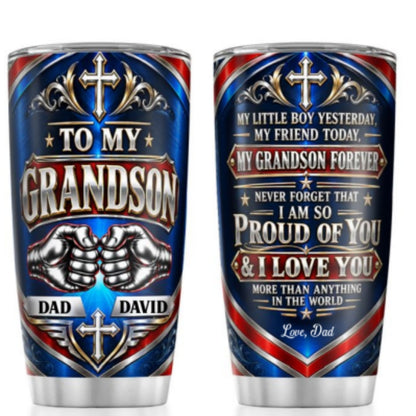 My Little Boy Yesterday My Son Forever, Christian Gifts For Son, Grandson | Personalized Stainless Steel Tumbler