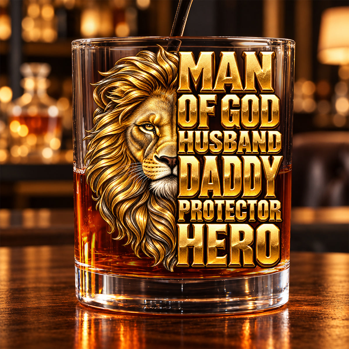 Man Of God, Christian Gifts For Husband, Dad | Personalized Round Whiskey Glass