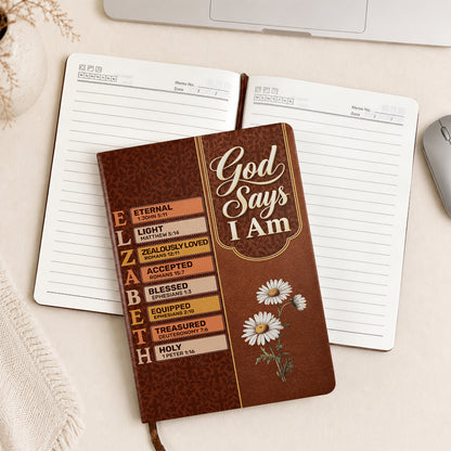 God Says I Am, Gift For Daughter | Personalized Leather Cover Notebook