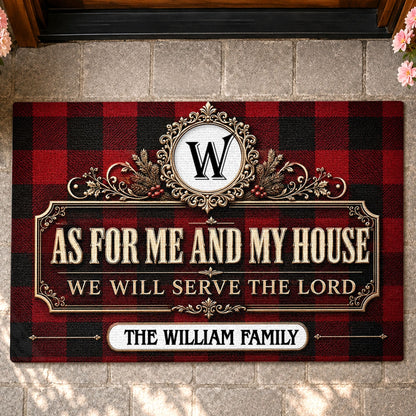 As For Me And My House We Will Serve The Lord, Gift For Family | Personalized Doormat