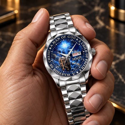 A Man Of God, Gift For Dad | Personalized Men's Wrist Watch