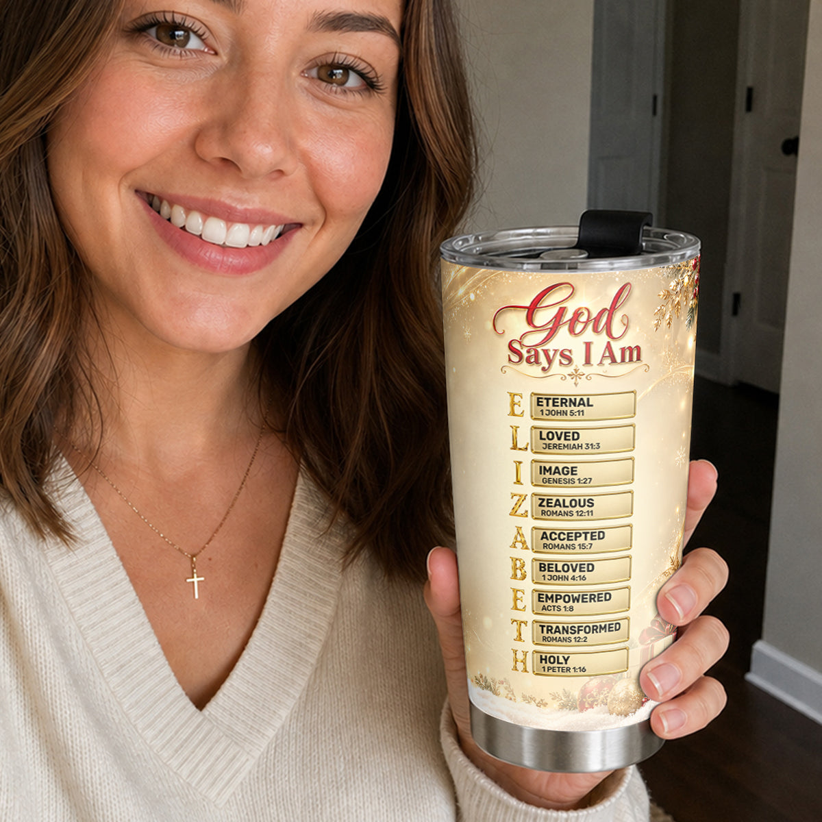 God Says I Am, Gift For Loved One | Personalized Stainless Steel Tumbler