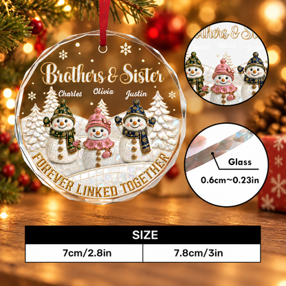 Forever Our Bond, Christmas Gifts For Siblings - Personalized Round Shaped Glass Ornament