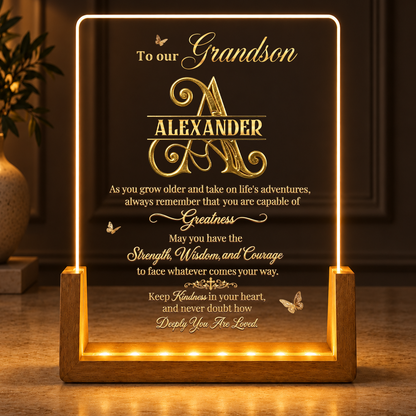 To Our Grandson, Gift For Grandson And Family | Personalized Night Light