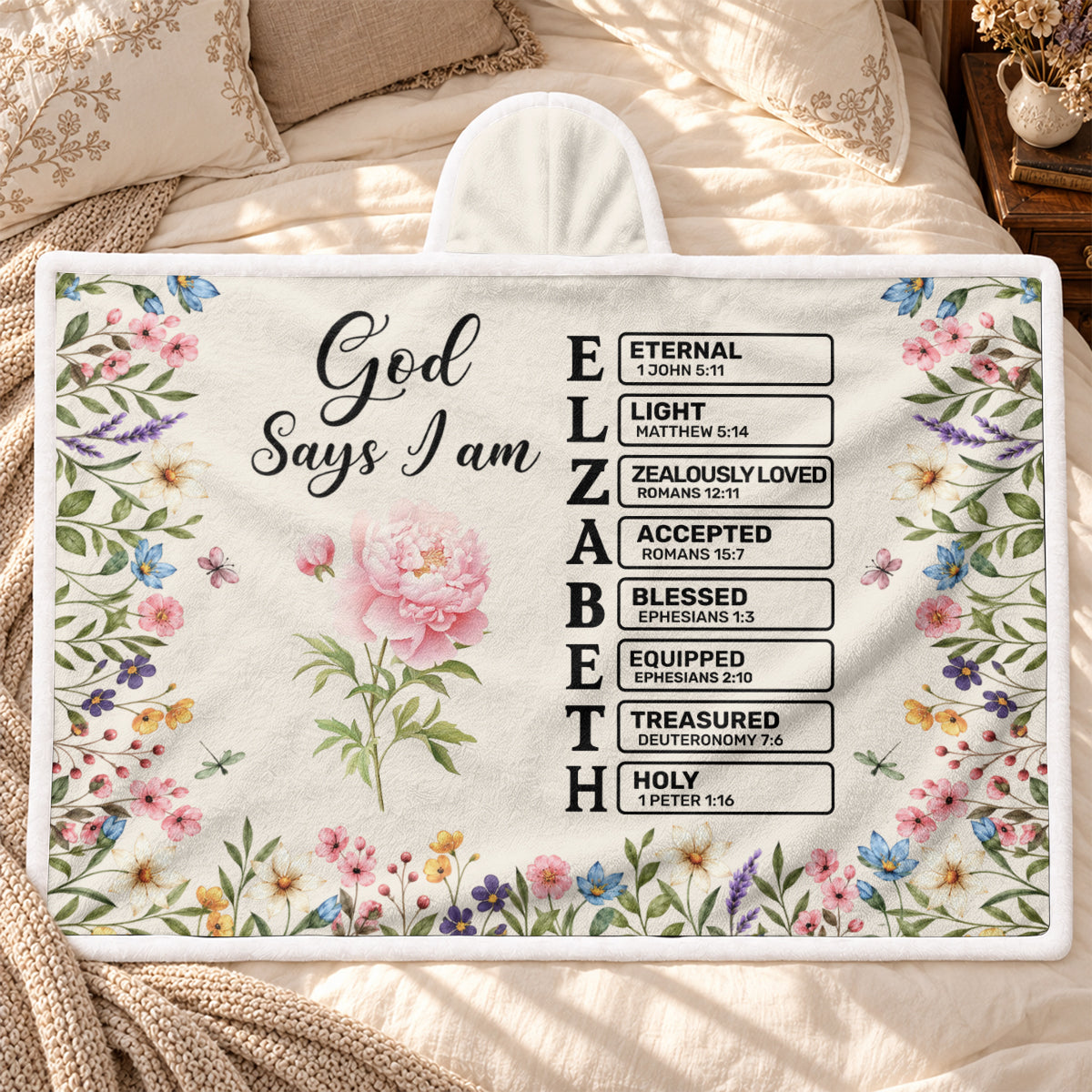 God Says I Am, Gift For Her, Daughter, Friend, Sister | Personalized Wearable Blanket Hoodie