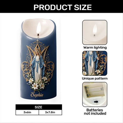 Crowned Maria Lily Devotion - Personalized Flameless LED Candle