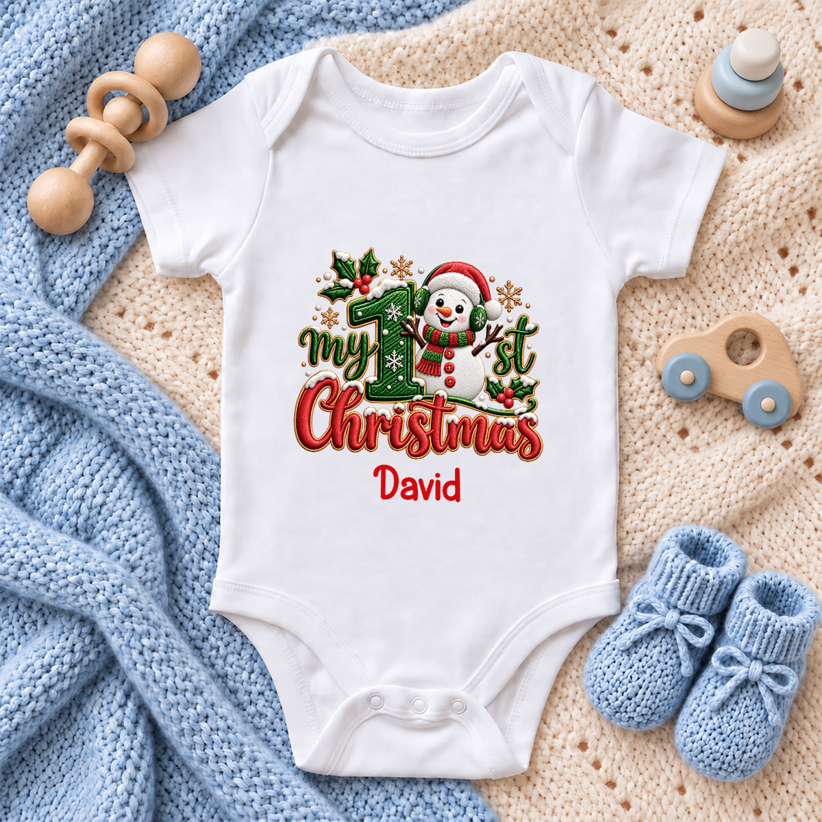 My 1st Christmas, Gift For New Parents | Personalized Custom Baby Onesie