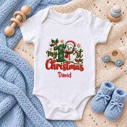 My 1st Christmas, Gift For New Parents | Personalized Custom Baby Onesie